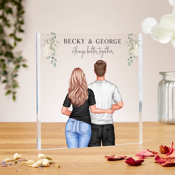 Personalised couple acrylic block, birthday gift, anniversary gift, gift for girlfriend, new home gifts, valentines day gift, wife present