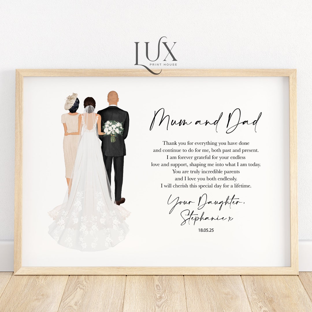 Buy Parents of the Bride Print, Gift to Parents of the Bride, Wedding Poem  Keepsake, Mum and Dad on My Wedding Day, Parents Wedding Gift Online in