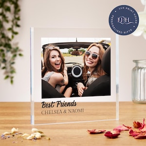 Friend photo gift, personalised photo block, acrylic block, best friend present, bestie gift, photo frame, birthday gift, cousin, sister