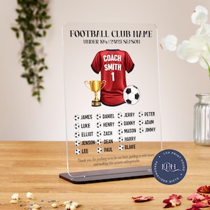 Personalised football coach gift, ootball manager gift, sports team gift, thank you coach, end of season acrylic plaque, coach appreciation
