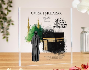 Umrah Mubarak gifts for girls, acrylic block, Personalised Islamic Gifts, Hajj Mubarak gift, Umrah Mubarak, Kaaba, Ramadan, Eid, aunty, Mum