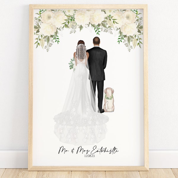 Personalised wedding print with pets, wedding print dog, wedding printables, mr and mrs wedding gift, bride and groom gifts, wedding present