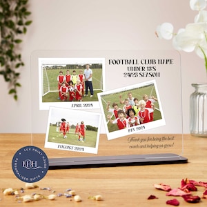 Football team gifts, acrylic plaque, sports team, football manager gift, thank you coach, football photo, end of season, coach appreciation