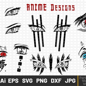 Anime SVG Bundle, Anime Knives, Anime Logo Mark, Anime Tattoo, Anime Stickers, Anime svg cricut, Manga svg Anime Demon, Anime Cutting Files