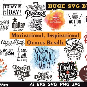 110 motywujących, inspirujących, pozytywnych cytatów pakiet svg, ręcznie rysowane powiedzenie plik do cięcia, zabawna naklejka, sarkastyczna kawa clipart, Cricut