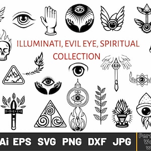 Illuminati Symbol, All Seeing Eye SVG, Evil Eye,  Minimalist Tattoo Ideas, Traditional  tattoo, Witch Svg, Magic Celestial Moon Mystical Svg