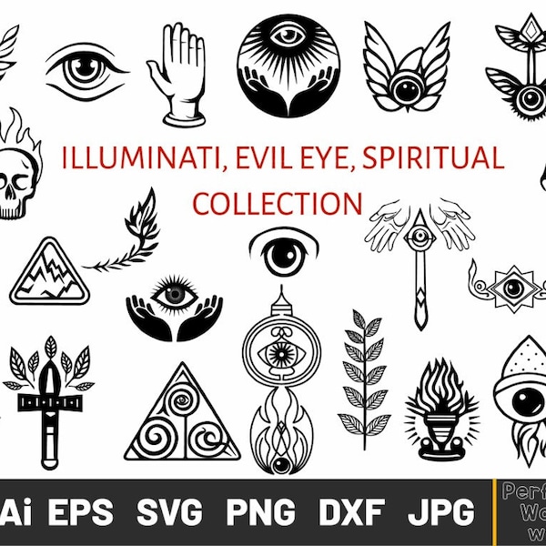 Illuminati Symbol, All Seeing Eye SVG, Evil Eye,  Minimalist Tattoo Ideas, Traditional  tattoo, Witch Svg, Magic Celestial Moon Mystical Svg