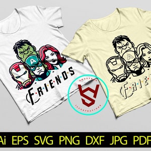 Amigos superhéroes SVG, camiseta de superhéroe, amigos svg, familia vengadora Svg png, cabezas de héroes vengadores Svg, paquete de svg de cómic, archivos de corte de superhéroe