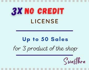 3x Geen kredietlicentie voor Clipart / SVG- Tot 50 verkopen - Licentie geldig voor 3 producten van de winkel