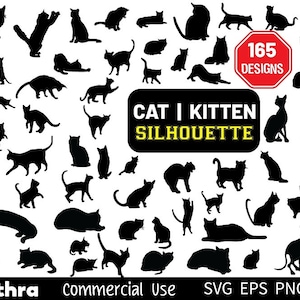 165 Cat Silhouette, Cat licking but SVG, Cat Head SVG, Cat Face SVG, Cat Cut Files, Funny Cat, Kitten Svg, Kitty Svg, Mom Cat Pet Silhouette