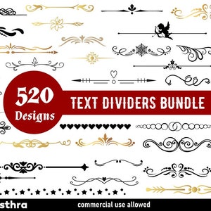 520 Text dividers SVG, Text divider clip art, Decorations svg, swirl svg, wedding décor, Vintage banners, Flourish Divider, Divider Clipart