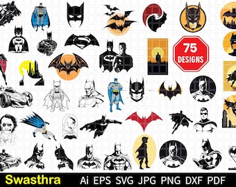 75 Superhero SVG Bundle, Comic svg Bundle, Bat svg, Bundle, Anime Cartoon SVG Bundle, Bat Sticker, Superhero Cut files, Anime Characters png