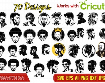 70 African American SVG Bundle, Afro Man Svg, Afro Man Clipart, Juneteenth Svg, Melanin Dope Black Lives, Afro man cut files, Black man svg