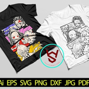 Slayer Team SVG, Anime Friends SVG, Anime Character SVG, Anime svg, Mejores amigos, Manga svg, Dibujos animados japoneses, Archivos svg de Anime para Cricut
