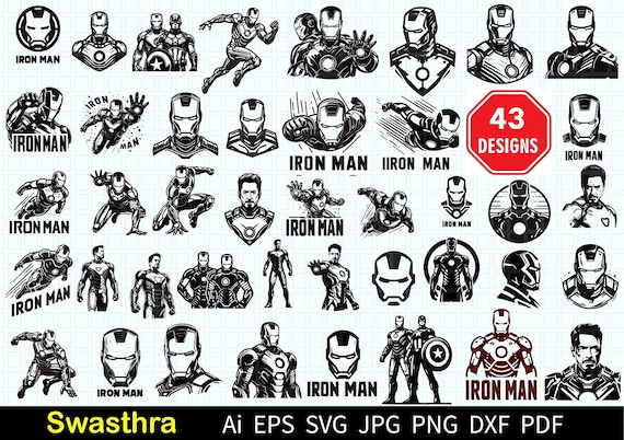 43 Iron Man SVG Bundle, Movie SVG Bundle, Superhero svg bundle, Superhero Silhouettes svg, Comic svg png, Comic book svg, Avenger svg bundle