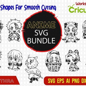 Pacote Anime Demon Sla Chibi SVG, Personagem de Anime SVG, Slayer Team svg, Chibi Anime, Manga svg, Pacote de anime, Desenho animado japonês SVG, cricut svg