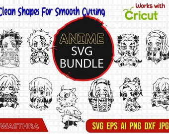 Anime Demon Sla Chibi SVG Bundle, Anime Charakter SVG, Slayer Team svg, Chibi Anime, Manga svg, Anime Pack, japanische Karikatur SVG, Cricut svg