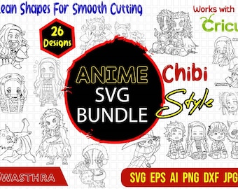Chibi Anime Character SVG Bundle, Anime SVG, Ninja svg, Chibi Demon, Manga svg, Anime pack, Japanese cartoon SVG, Anime svg Files for Cricut