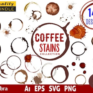 140 Coffee Stains SVG, Coffee cup sublimation svg, Coffee Rings, coffee spill Splashes Clipart, Abstract Paint Splatters, Coffee texture PNG