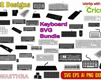 Paquete SVG de teclado de computadora, silueta de computadora svg, teclado svg, vector de computadora portátil svg, imágenes prediseñadas de computadora, png de computadora, archivos cortados por computadora