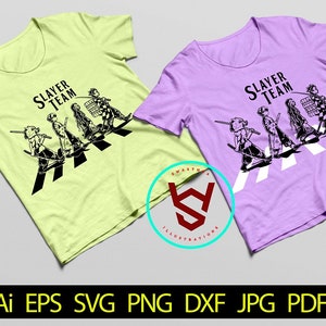 Equipo Slayer caminando por Abbey Road SVG, Equipo Slayer SVG, Ojos de anime SVG, Personaje de anime SVG, Anime svg, Mejores amigos svg, Manga japonés svg