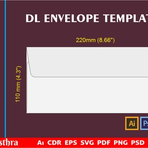 DL Sized (110x220mm) Envelope Template, DL template, Vector Envelope, Business Envelope Template, Envelope Cut File, Envelop Vector Template
