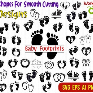 74 Baby Fußabdrücke SVG Bundle, Fußabdrücke Clipart, Baby Füße SVG, Baby Fußabdruck SVG, Füße svg, Baby Geburtstag Clipart, geschnittene Dateien für Cricut