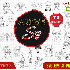 110 Held Anime SVG Bundle, Anime Charakter SVG, Ninja svg, Chibi Anime, Manga, Anime Pack, japanische Karikatur SVG, Anime svg Files für Cricut