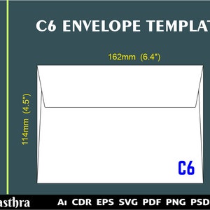 C6 size (162x114 mm) Envelope Template , Die Cut, Invitation template, Vector Envelope, Business Envelope Template, Envelop vector Template