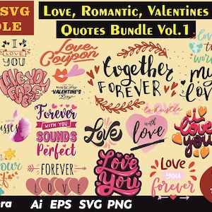 153 citazioni d&#39;amore romantiche, Sii il mio San Valentino, Sentimenti sull&#39;amore, Buon San Valentino Pacchetto SVG, Citazioni d&#39;amore per coppie, Divertente San Valentino in formato SVG