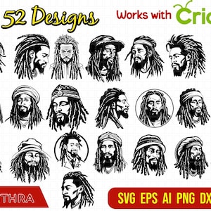 52 African American SVG Bundle, Afro Man Clipart Svg, Juneteenth Svg, Dreadlocks Hair, Afro hair, Black Lives, Afro man cut files, Black man