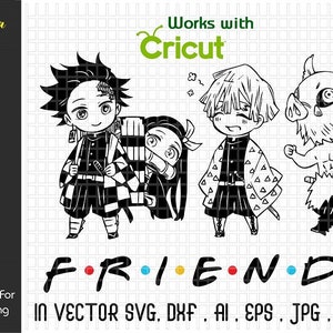 Freunde SVG, Anime Freunde svg, Anime Charakter SVG, Anime svg, Beste Freunde, Manga svg, Manga, Japanische Karikatur, Anime svg Dateien für Cricut