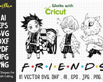 Friends SVG, Anime Friends svg, Anime Character SVG, Anime svg, Best friends, Manga svg, Manga, Japanese cartoon, Anime svg Files for Cricut