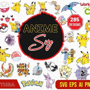 285 Poke Anime SVG Bundle, Anime Character SVG, Pika svg, Chibi Anime, Manga svg, Anime pack, Japanese cartoon SVG, Anime Files for Cricut