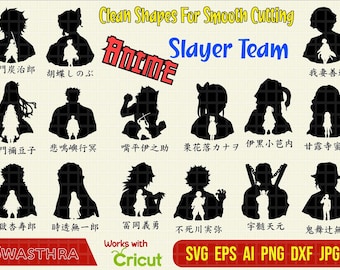 Anime SVG Bundle, Demon Sl4yer,  Anime Character SVG, Anime svg, Anime Silhouette, Japanese Manga Vector, Anime svg wrap, Slayer Team Svg