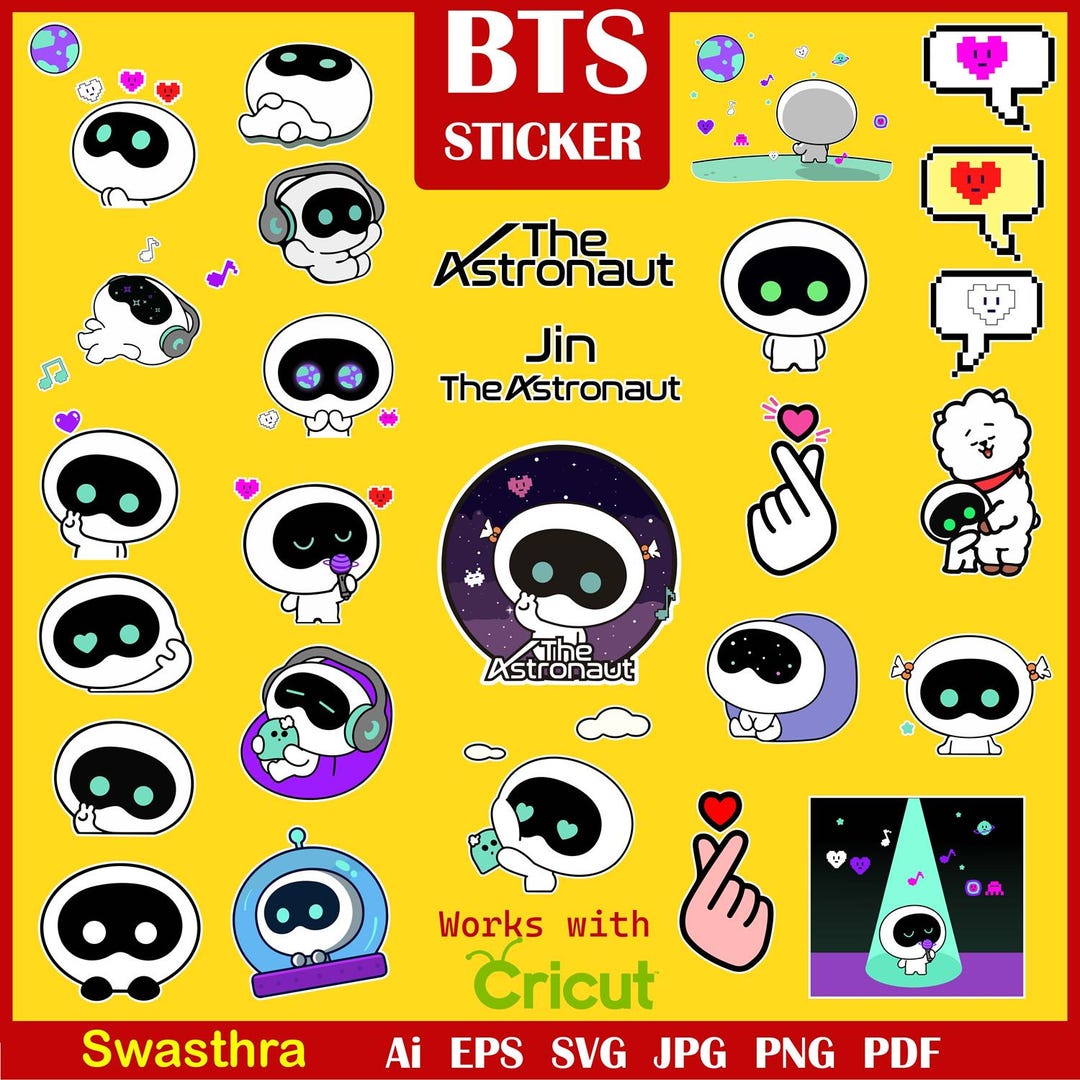 35 Wootteo BTS Stickers, Jin Wootteo the Astronaut Album Stickers