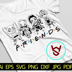 Anime Freunde SVG, Slayer Team SVG, Anime Charakter SVG, Beste Freunde, Manga svg, Japanische Karikatur, Anime svg Dateien für Cricut