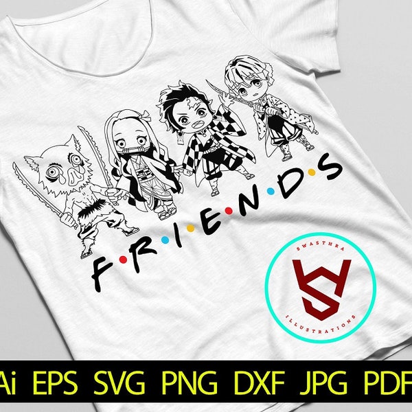 Anime Friends SVG, Slayer Team SVG, Anime Character SVG, Anime svg, Best friends, Manga svg, Japanese cartoon, Anime svg Files for Cricut