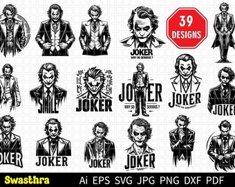 39 JOKER SVG Bundle, Movie SVG Bundle, Clown svg, Bat svg Bundle, Scary Smile, Why So Serious Svg,Movie Clipart Bundle, Superhero svg bundle