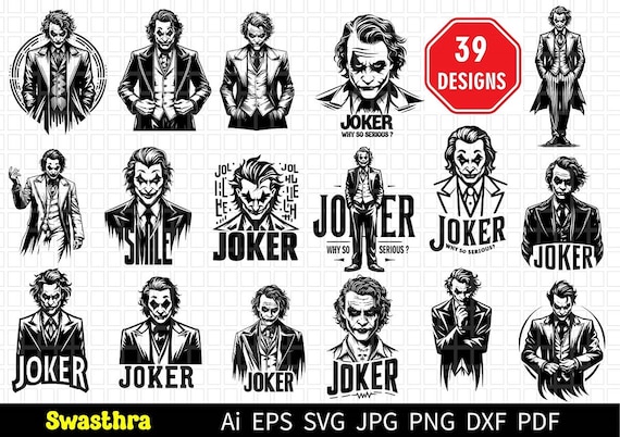 39 JOKER SVG Bundle, Movie SVG Bundle, Clown svg, Bat svg Bundle, Scary Smile, Why So Serious Svg,Movie Clipart Bundle, Superhero svg bundle