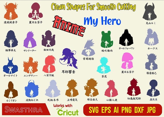 Anime SVG Bundle, My H3ro Ac4demia, Anime Character SVG, Anime svg, Anime Silhouette, Japanese Manga Vector, Anime svg wrap, Anime cut files