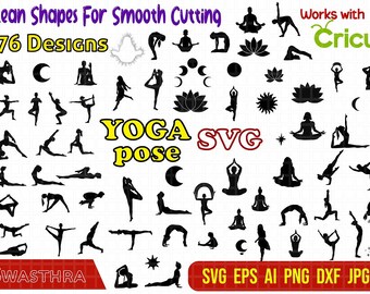 76 Yoga Pose Svg, Meditation Svg, Yoga Svg Bundle, Lotus Flower Svg, Namaste SVG, Nature svg, Women Empowerment SVG, Girl Power, Lotus Svg