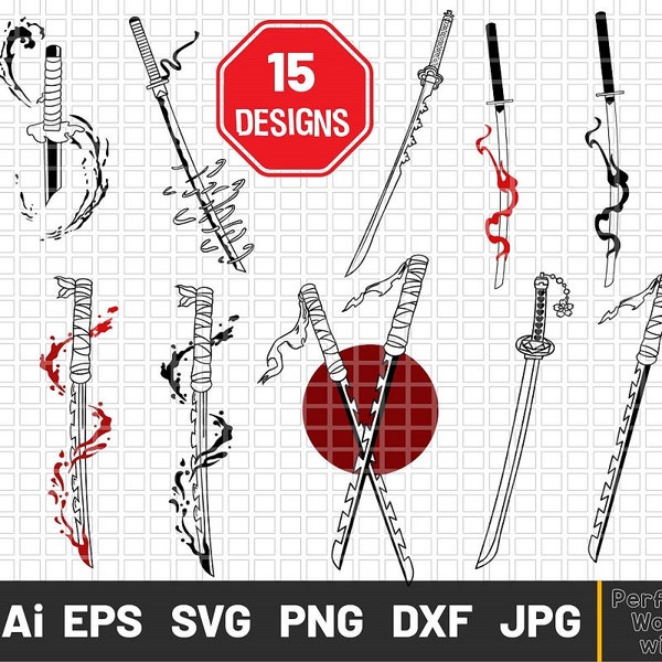 Anime Katana Swords SVG, Anime Knife svg, Anime SVG Bundle, Anime, Anime svg cricut, Manga svg, Anime pack, Anime Cutting Files for Cricut