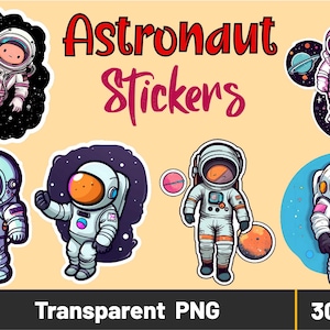 Astronaut & Space Clipart, Astronaut Stickers, Outer Space Clipart Set, Planets Clipart, Galaxy Art, Sublimation Design, Watercolor Cliparts