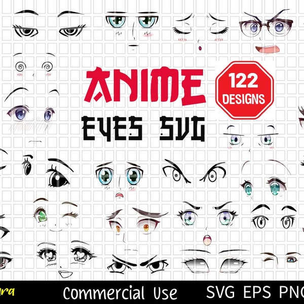 Anime Eyes SVG, Cartoon Eyes SVG, Comic Book Eyes Svg Bundle, Googly Eyes, Cartoon Eyes, Kawaii svg, Anime SVG bundle, Emoji Face svg, Comic