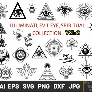 Illuminati Symbol, All Seeing Eye SVG, Evil Eye,  Minimalist Tattoo Ideas, Traditional  tattoo, Witch Svg, Magic Celestial Moon Mystical Svg