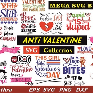 310 Anti Valentine Svg Bundle, Funny Valentine SVG, No Love Svg, Heart SVG, Single, Valentines Vibes, Cupid Stupid, Stoner Valentines Gifts