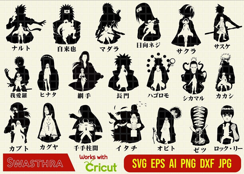 Anime SVG Bundle, Manga svgbund, Anime Charakter SVG, Anime svg, Anime Silhouette, japanischer Mangavektor, Anime wrap, Slayer Team svg