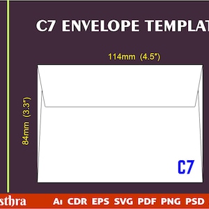 C7 size (114x84 mm) Envelope Template, Die Cut, Invitation template, Vector Envelope, Business Envelope Template, Envelop vector Template