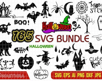 165 Halloween-Svg-Bundle, Halloween-Clipart, Halloween-Zeichen, Geist-Svg, Zombie-Svg, Hexe-Svg, Kürbis-Svg, Silhouette, Schnittdatei für Cricut